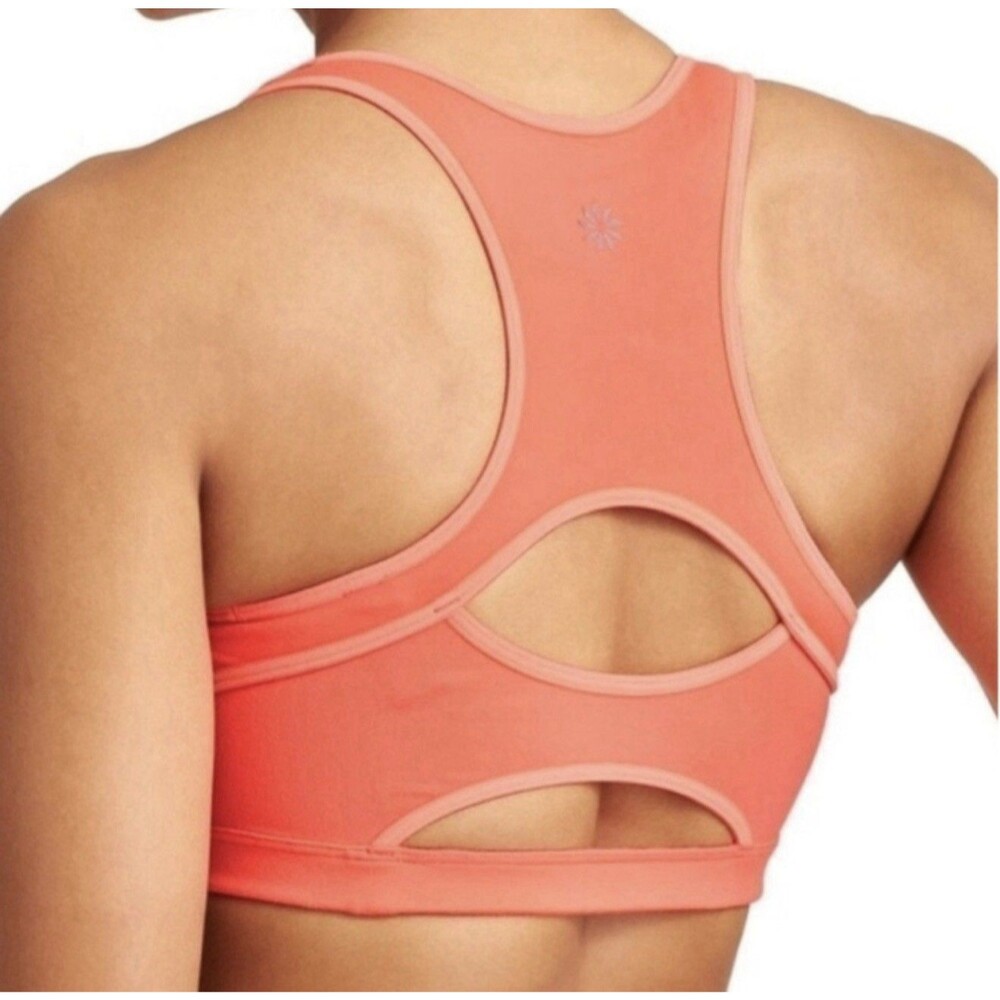 Athleta Ultimate Coral Orange Racerback Sports Bra Womens Size Small Double Dare